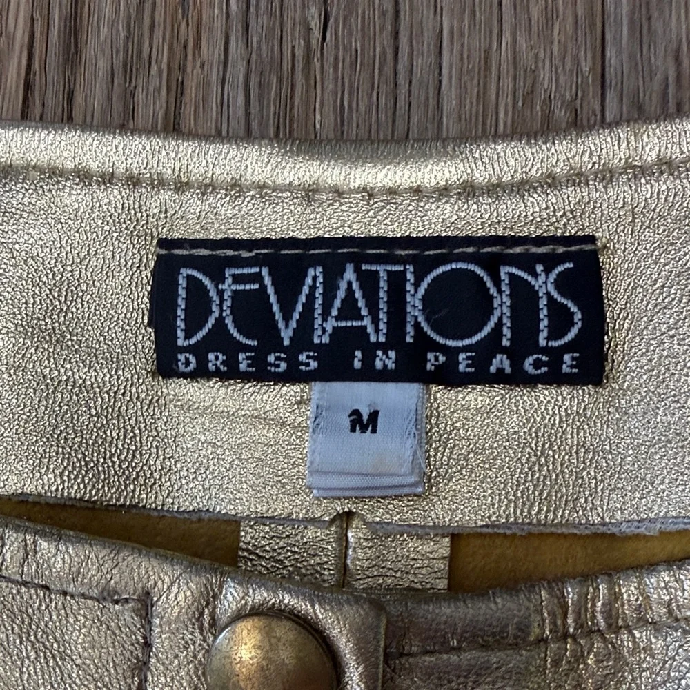 Lamb Leather Gold Flare Pants - Picture 3 of 13